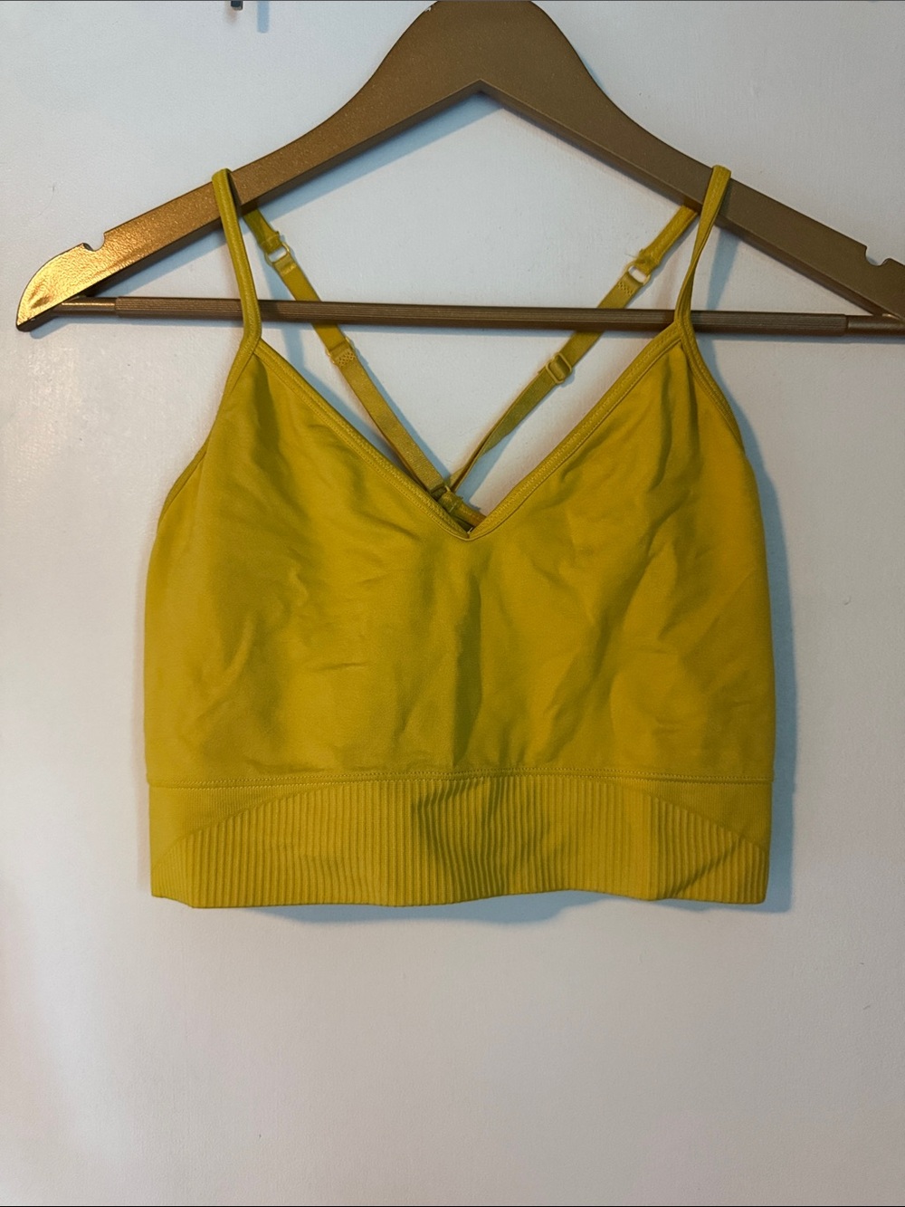 Forever 21 Yellow Strappy V-Neck Sports Bralette